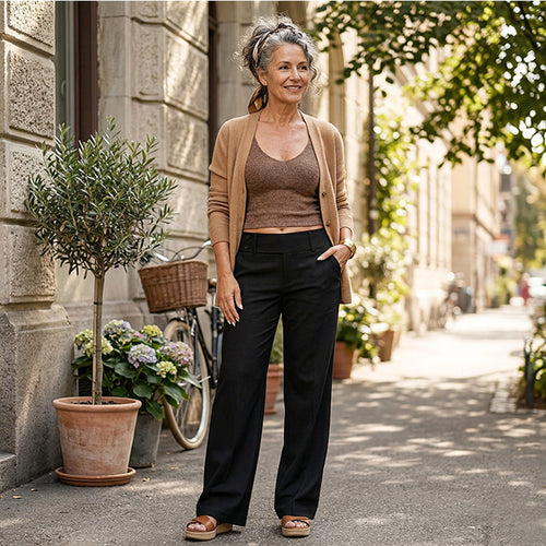 Women's Flared Trousers – High-Rise Soft Stretch – Office Evening Australia