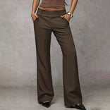 Women's Flared Trousers – High-Rise Soft Stretch – Office Evening Australia in Coffee