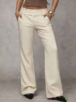 Women's Flared Trousers – High-Rise Soft Stretch – Office Evening Australia in Beige