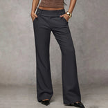 Women's Flared Trousers – High-Rise Soft Stretch – Office Evening Australia in Dark Gray