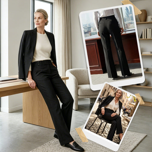Women's Flared Trousers – High-Rise Soft Stretch – Office Evening Australia