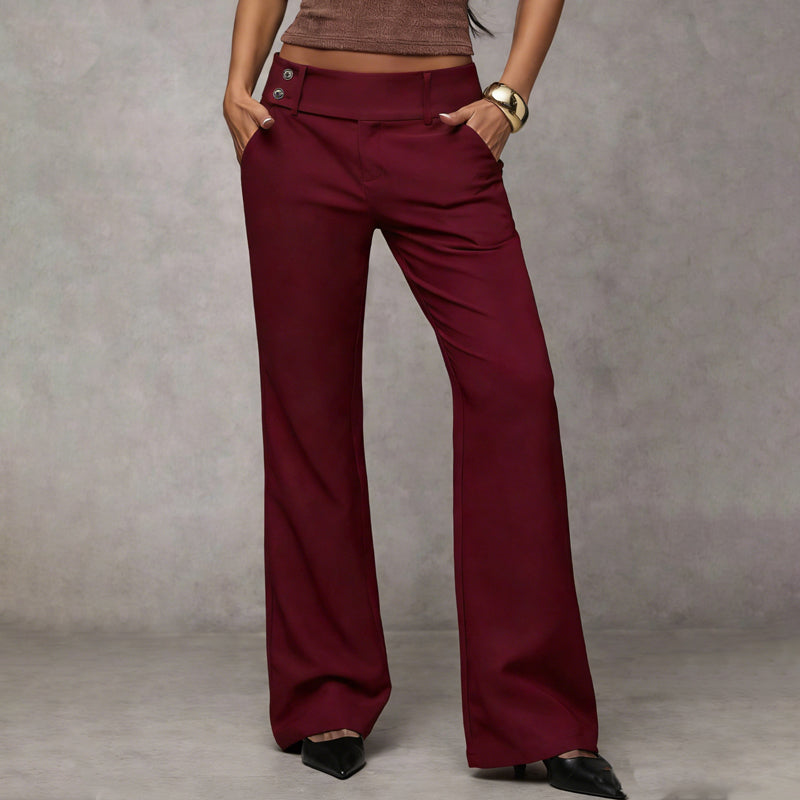 Women's Flared Trousers – High-Rise Soft Stretch – Office Evening Australia