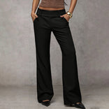 Women's Flared Trousers – High-Rise Soft Stretch – Office Evening Australia in Black