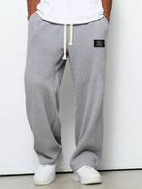 Wide-Leg Trousers – Cotton Blend Adjustable Waist – Men's Smart Casual Australia in Grey