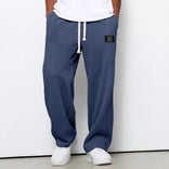 Wide-Leg Trousers – Cotton Blend Adjustable Waist – Men's Smart Casual Australia in Darkblue