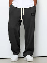 Wide-Leg Trousers – Cotton Blend Adjustable Waist – Men's Smart Casual Australia in Black