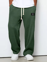 Wide-Leg Trousers – Cotton Blend Adjustable Waist – Men's Smart Casual Australia in Darkgreen