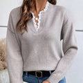 Maya | Lace Trimmed V-Neck Sweater
