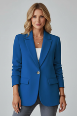 Women's Blazer – Sharp Tailored Notched Lapel – Office Casual Australia in Blue