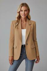 Women's Blazer – Sharp Tailored Notched Lapel – Office Casual Australia in Brown