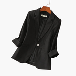 Women's Blazer – Tailored 3/4 Sleeve – Notched Lapel Smart Casual Australia in Black
