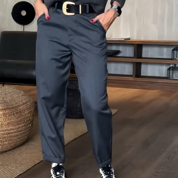 Women's High-Waist Trousers – Wrinkle-Resistant Straight-Leg – Office Australia