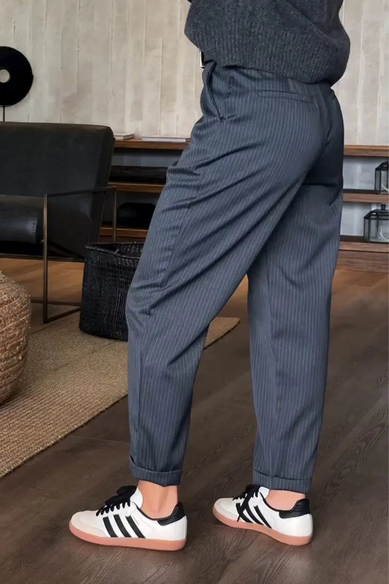 Women's High-Waist Trousers – Wrinkle-Resistant Straight-Leg – Office Australia