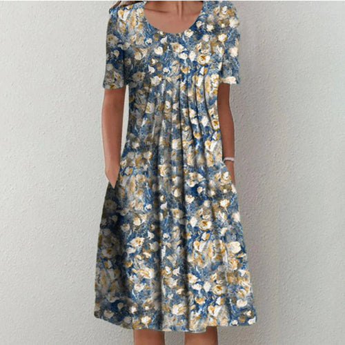 Liliana pleated front relaxed A-line knee-length dress