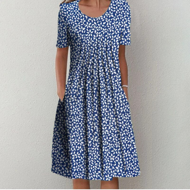 Liliana | Pleated Front Relaxed A-Line Midi Dress