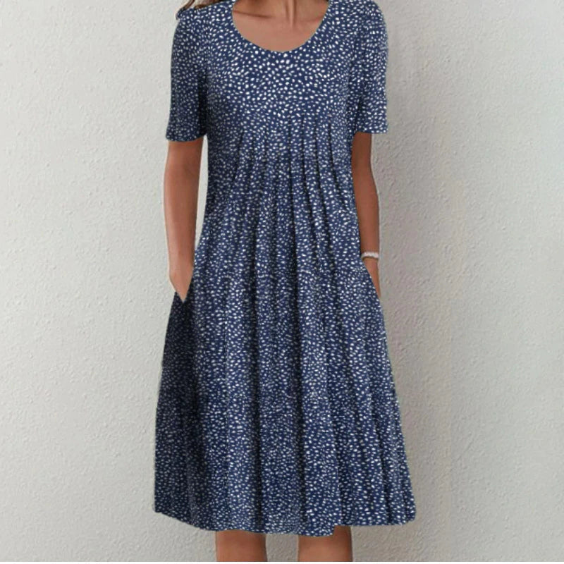Liliana | Pleated Front Relaxed A-Line Midi Dress