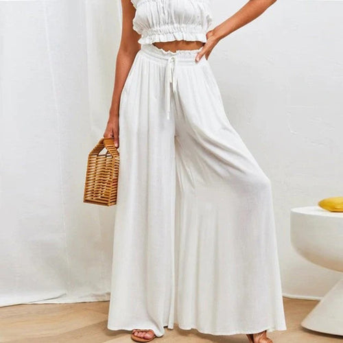 Women's Palazzo Trousers – High-Waisted Wide-Leg – Casual Australia