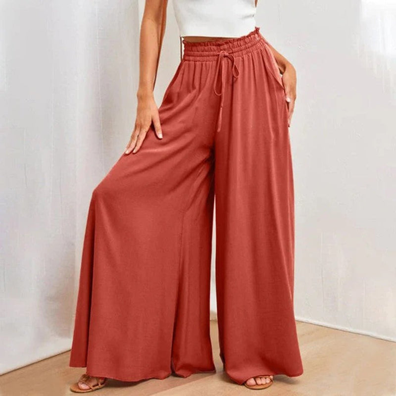 Women's Palazzo Trousers – High-Waisted Wide-Leg – Casual Australia