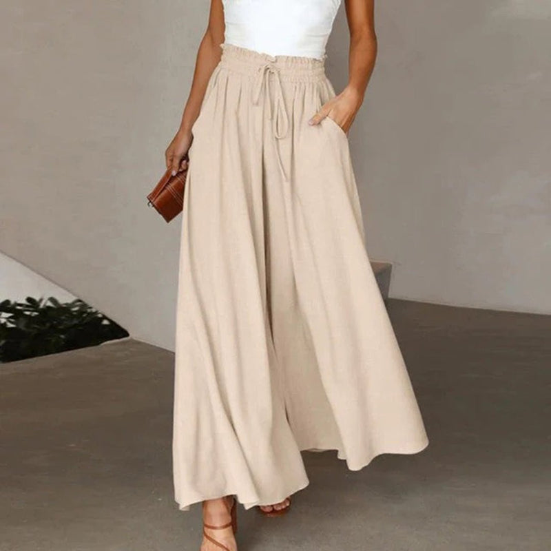 Women's Palazzo Trousers – High-Waisted Wide-Leg – Casual Australia