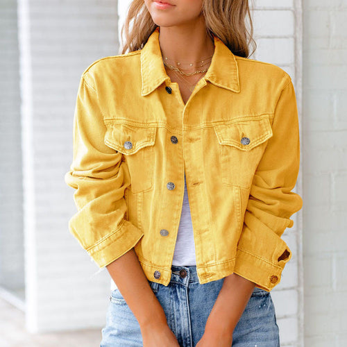 Women's Cropped Jacket – Classic Collar Button-Front – Casual Australia