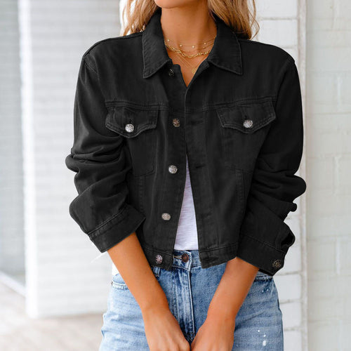 Women's Cropped Jacket – Classic Collar Button-Front – Casual Australia