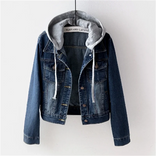 Women's Denim Jacket – Removable Hood Casual – Australia in Dark Blue