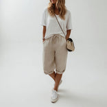 Women's Bermuda Shorts – Relaxed Knee-Length Stretch – Casual Australia in Khaki