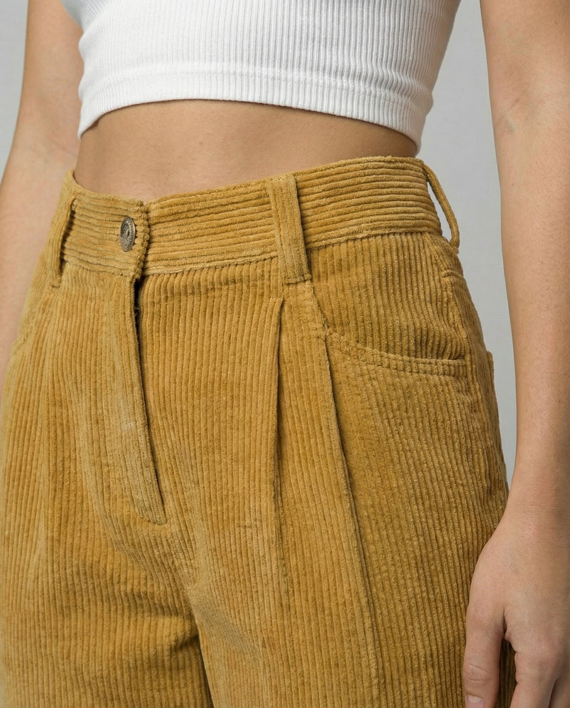 Women's Corduroy Trousers – High-Rise Elastic Waist – Casual Winter Australia