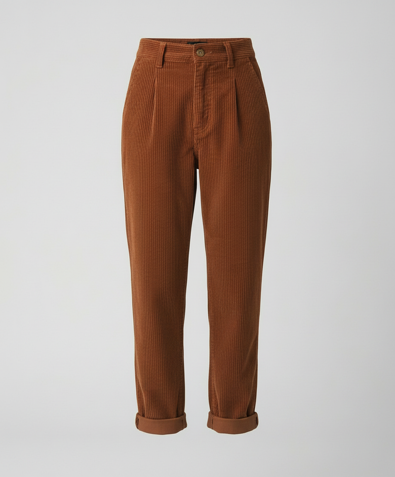 Women's Corduroy Trousers – High-Rise Elastic Waist – Casual Winter Australia