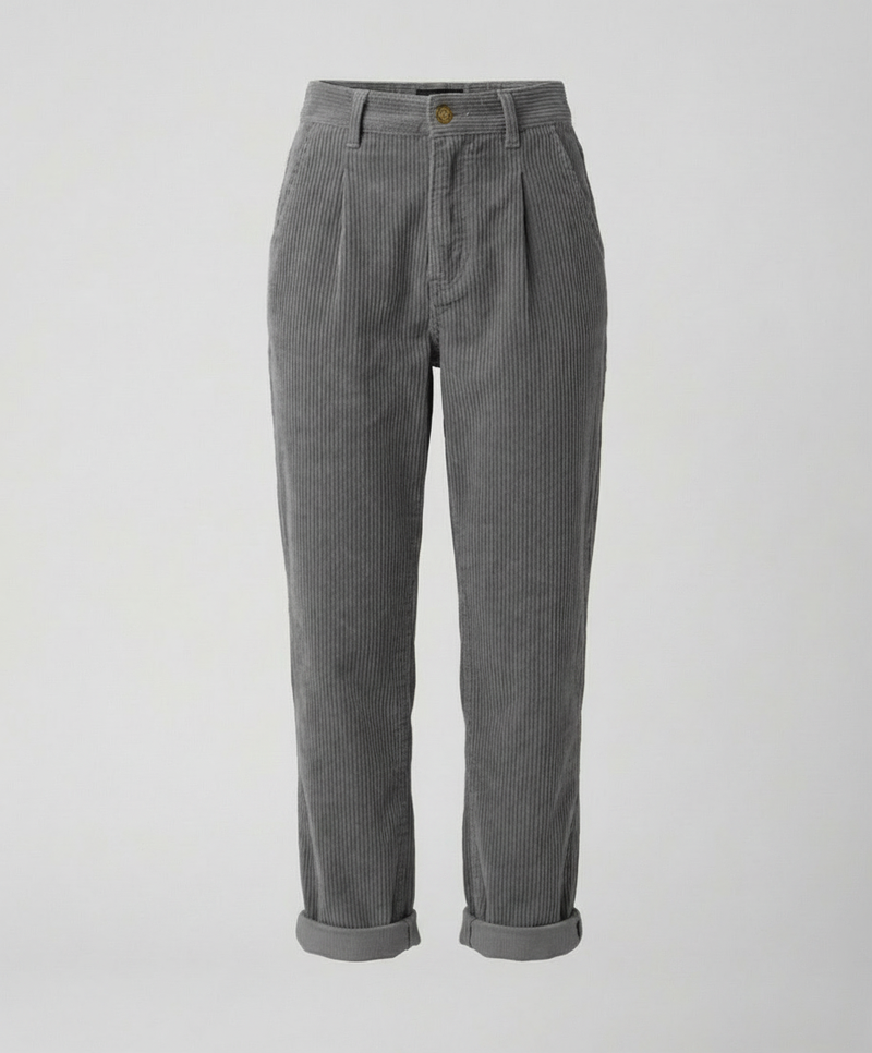 Women's Corduroy Trousers – High-Rise Elastic Waist – Casual Winter Australia