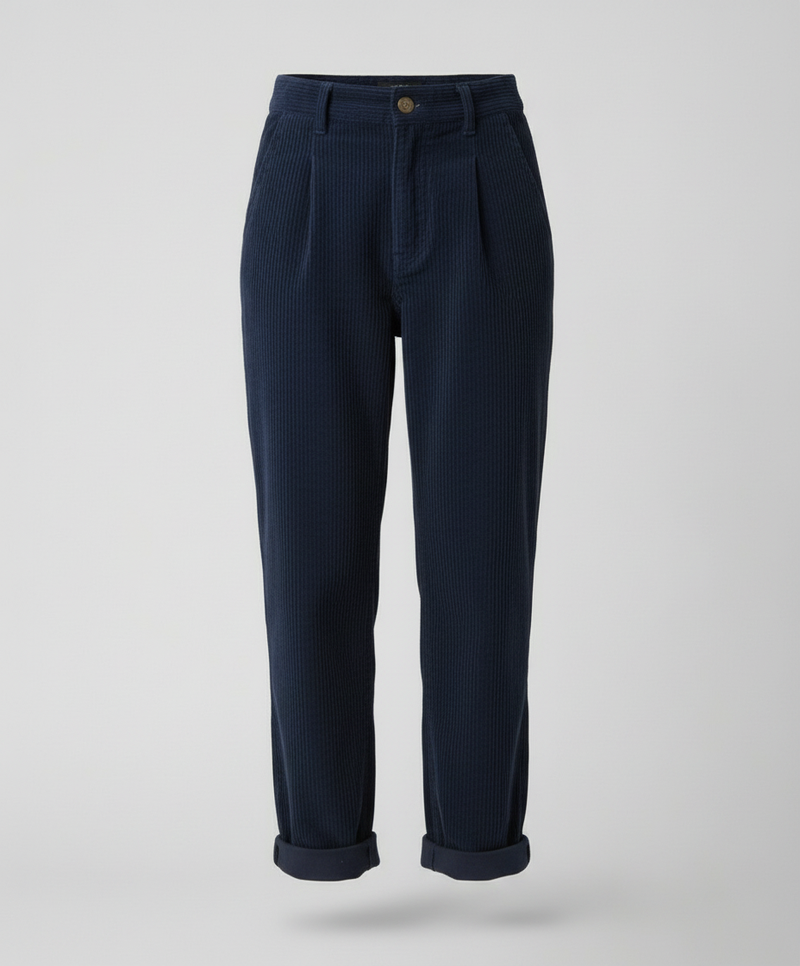 Women's Corduroy Trousers – High-Rise Elastic Waist – Casual Winter Australia