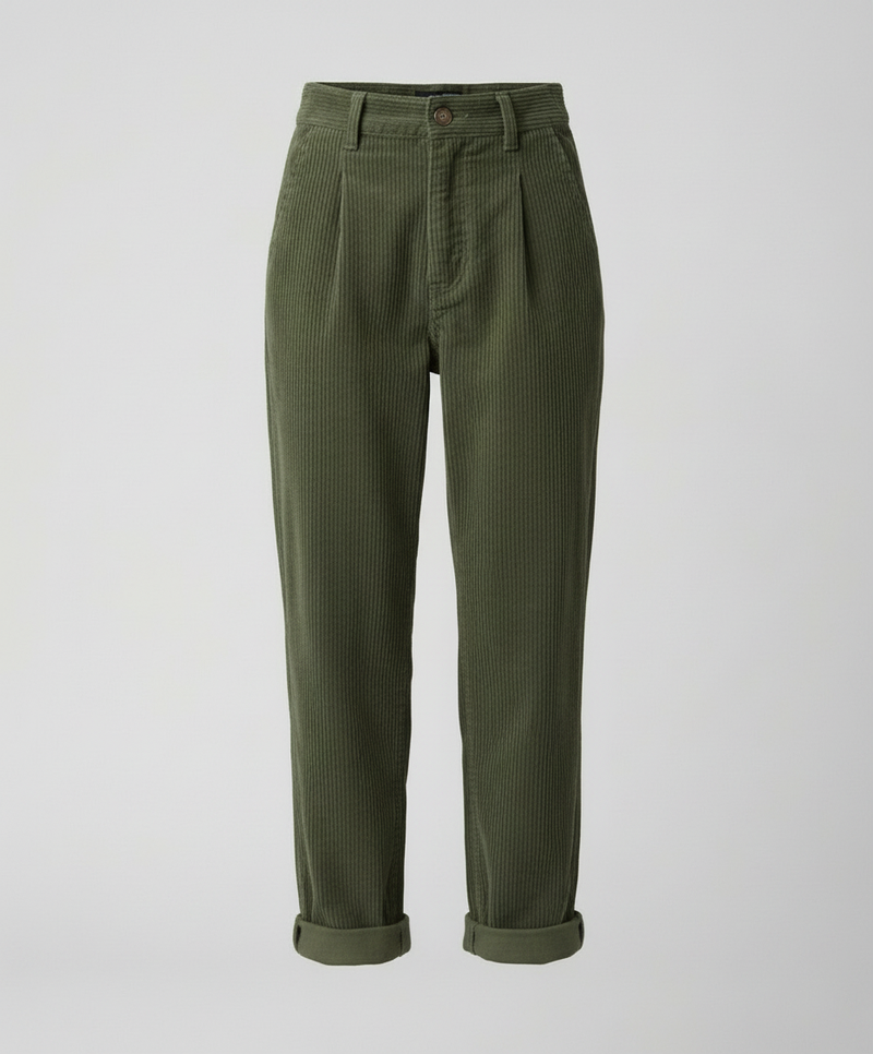 Women's Corduroy Trousers – High-Rise Elastic Waist – Casual Winter Australia
