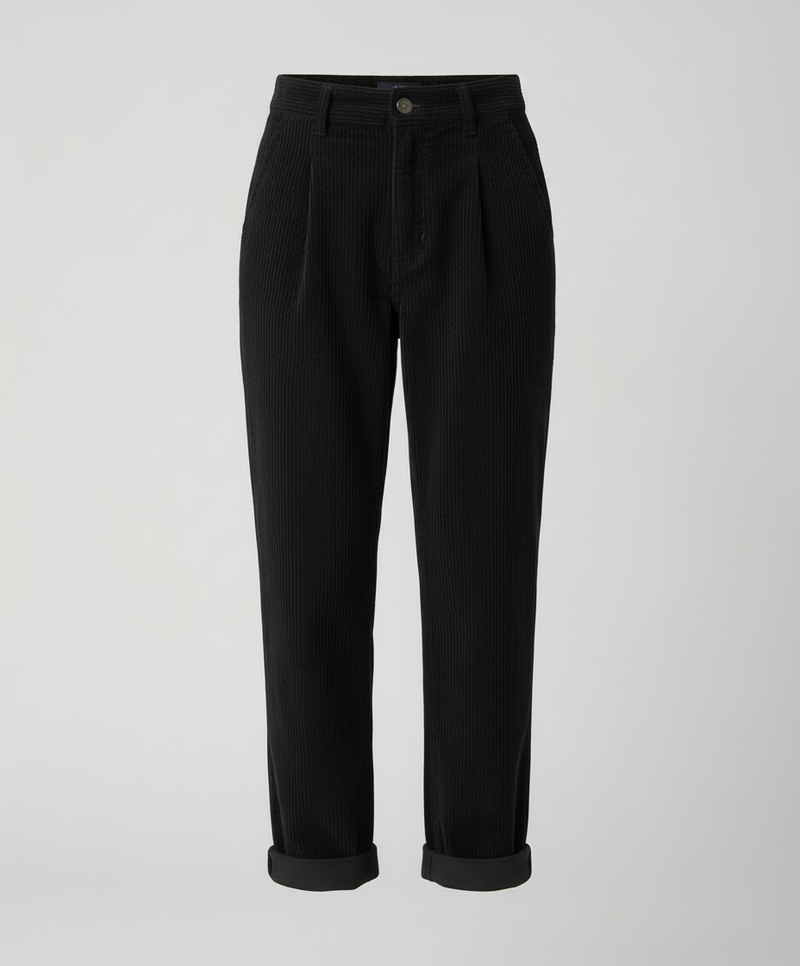 Women's Corduroy Trousers – High-Rise Elastic Waist – Casual Winter Australia