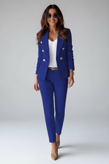 Women's Double-Breasted Suit Set – Tailored Structured – Office Australia in Blue