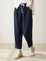 Women's Casual Pants – Relaxed Drawstring Waist – Everyday Australia in Navy Blue