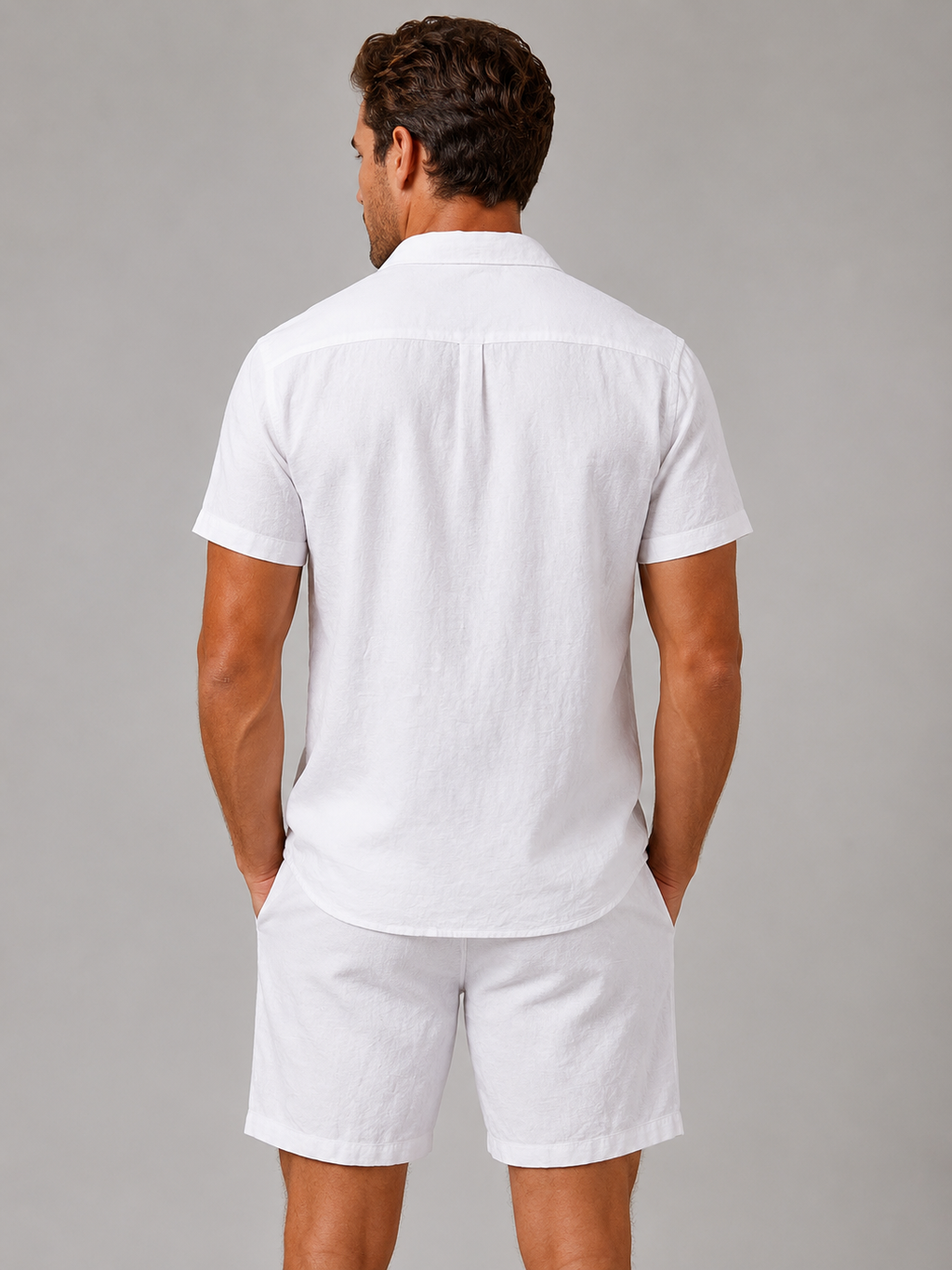 Men’s Linen Look Shirt & Shorts Co-Ord Set – Summer Style