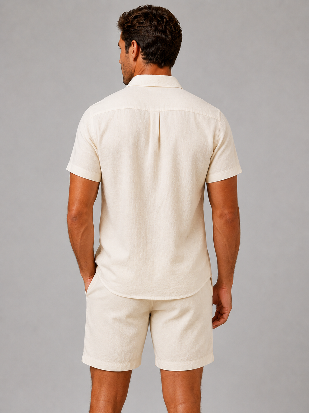 Men’s Linen Look Shirt & Shorts Co-Ord Set – Summer Style