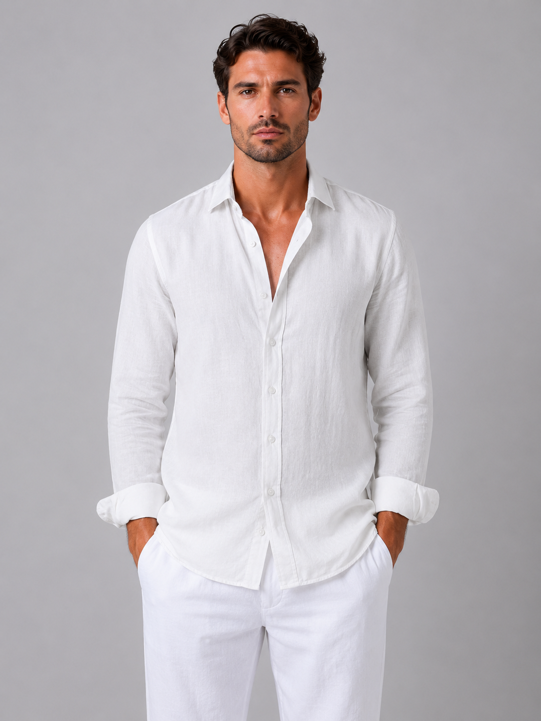 Men's Linen Look Button-Up Shirt – Relaxed Summer Style