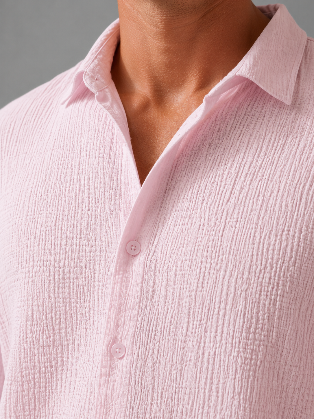 Men's Linen Look Textured Summer Shirt – Relaxed Fit Button-Up