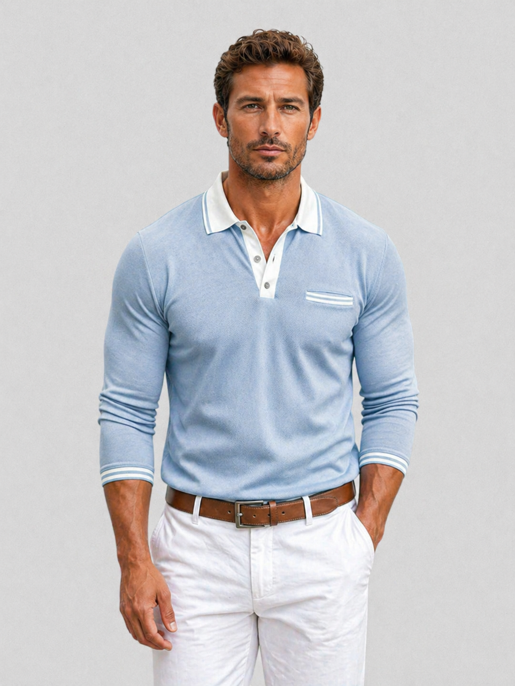 Men’s Long Sleeve Polo Shirt – Smart Casual Style