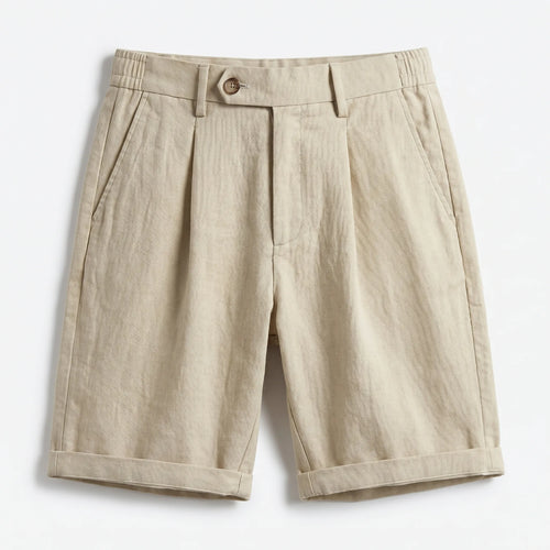 Men’s Pleated Linen Look Shorts – Tailored Summer Fit