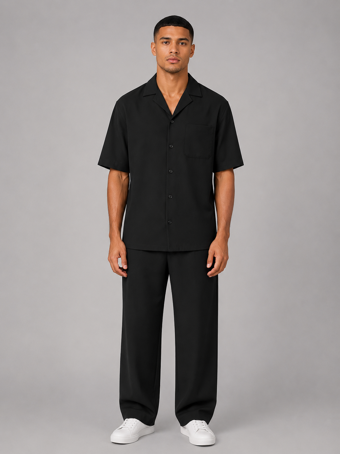 Men's Relaxed Summer Co-Ord Set – Short Sleeve Shirt & Drawstring Trousers