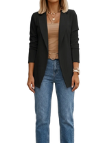 Women's Draped Blazer – Open Front Lightweight – Smart Casual Australia in Black