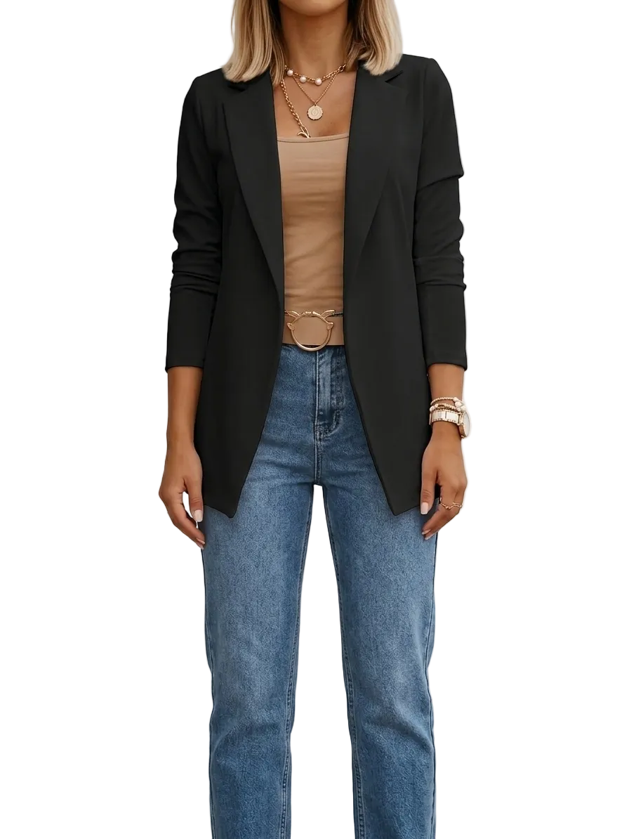 Virella | Draped Open-Front Blazer