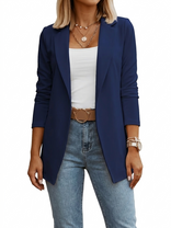 Women's Draped Blazer – Open Front Lightweight – Smart Casual Australia in Blue