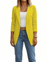 Women's Draped Blazer – Open Front Lightweight – Smart Casual Australia in Yellow