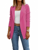 Women's Draped Blazer – Open Front Lightweight – Smart Casual Australia in Pink