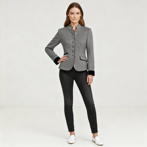 Women's Structured Jacket – Boxy Stand Collar – Smart Casual Australia