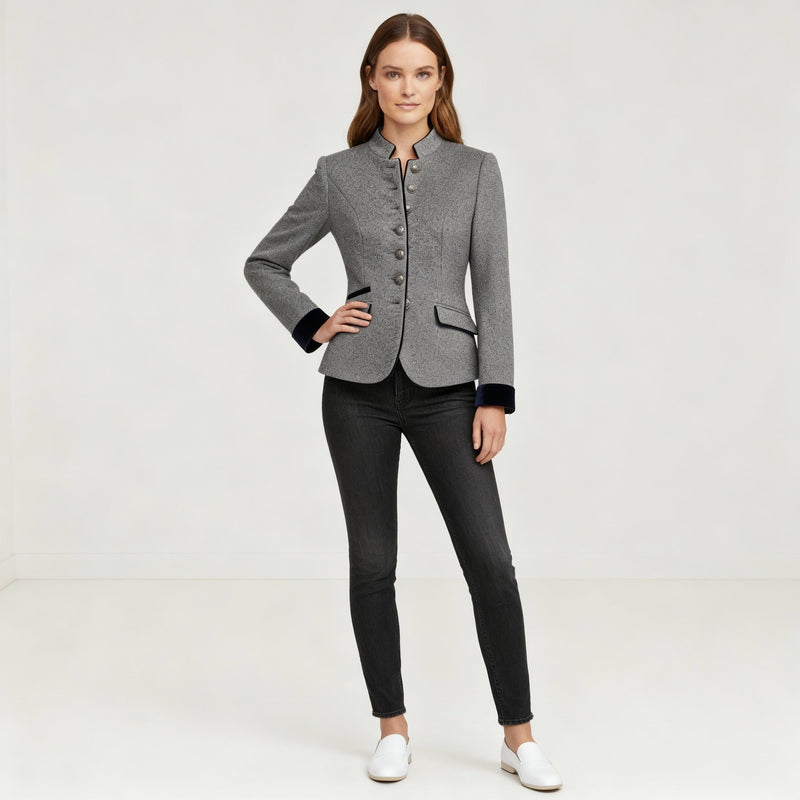 Women's Structured Jacket – Boxy Stand Collar – Smart Casual Australia