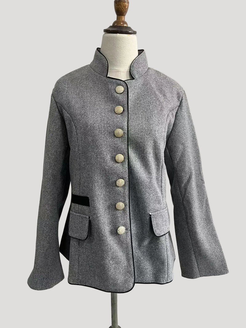 Women's Structured Jacket – Boxy Stand Collar – Smart Casual Australia